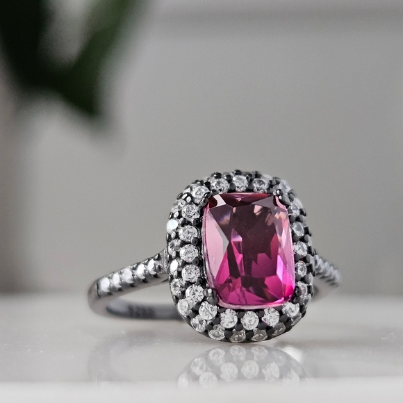Pink Topaz Ring, 925 Sterling Silver / Black Gold finish Charmed Aroma - Picture 7 of 7